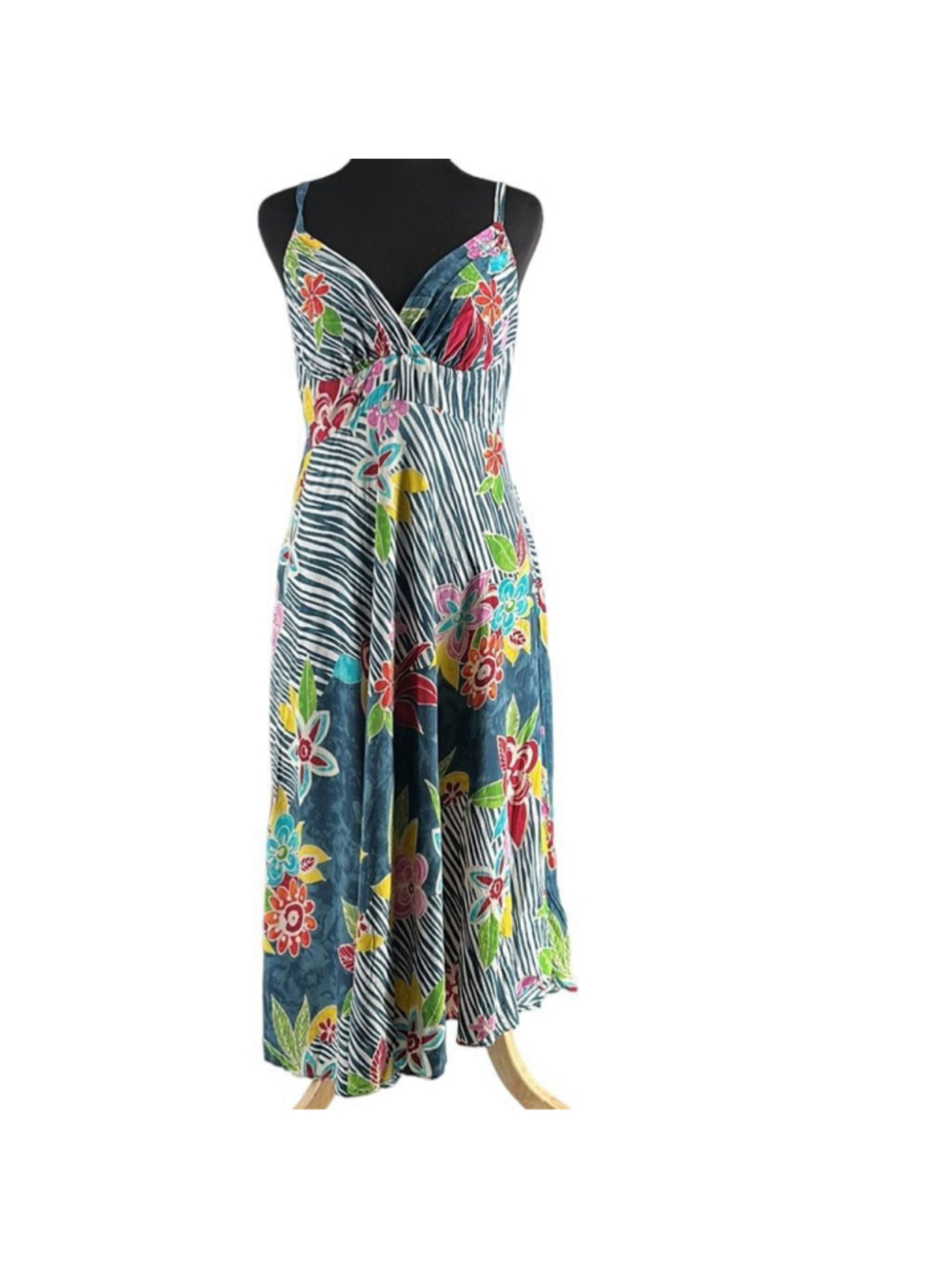 Jams World dress midi vibrant floral art to wear dress vacation eccentric sz sm